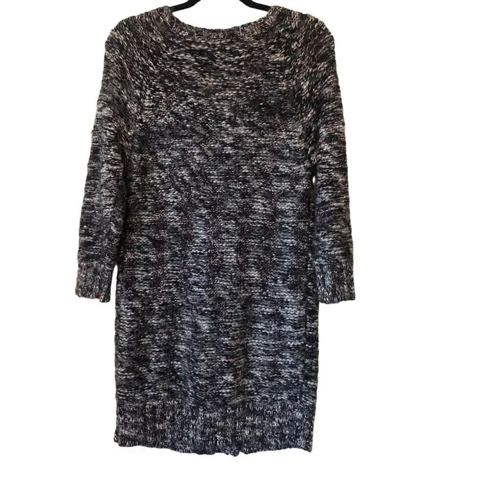 Rachel Rachel Roy Black & Pink Wool Blend Chunky Knit Sweater Coat Size M